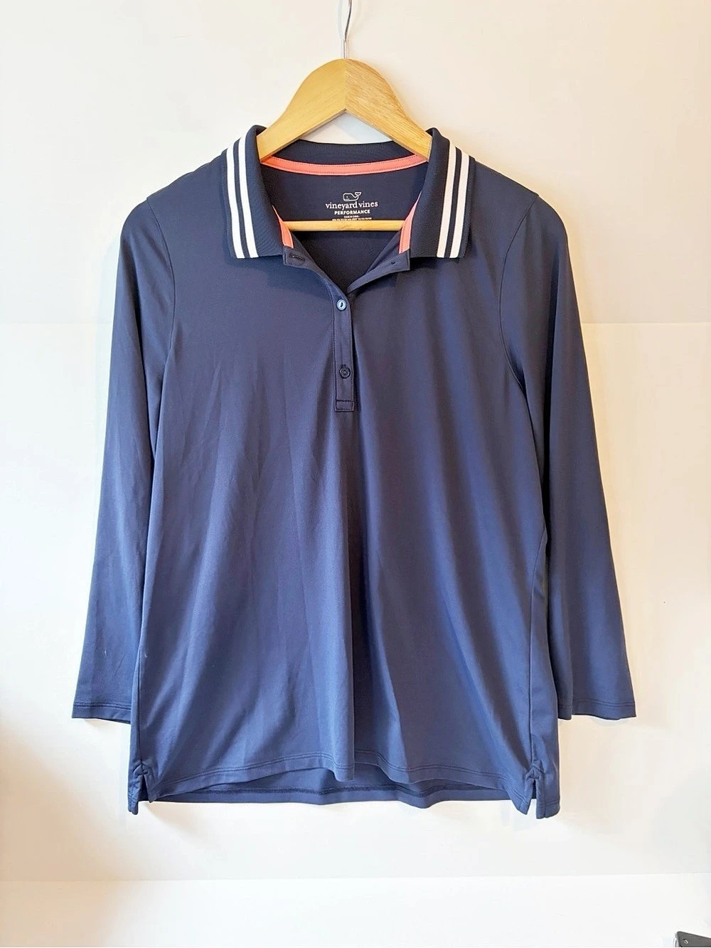 Vineyard Vines Performance Polo 3/4 Sleeve Polo in Navy Blue Large Like New Golf